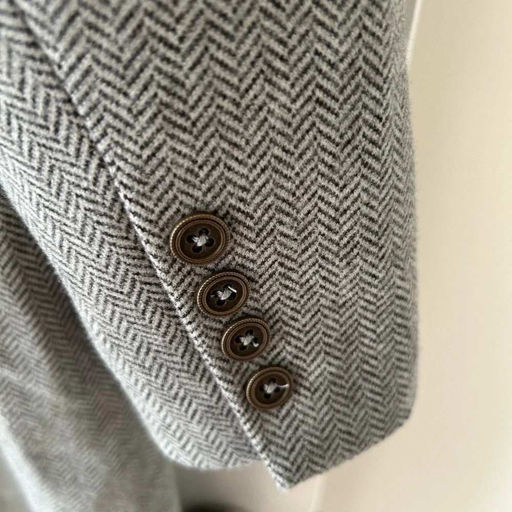 New Studio Park Full Length Grey Herringbone Topcoat size Medium - Picture 6 of 8